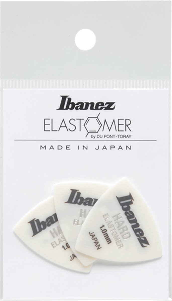 Ibanez BEL8HD10 Elastomer plectrums 3-pack hard 1.0 mm - triangle - Wit