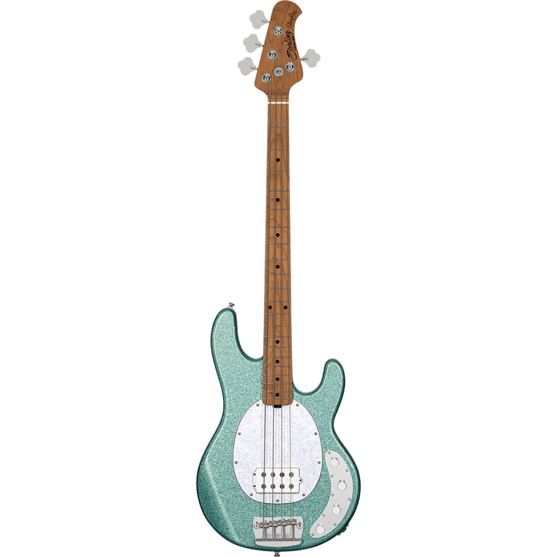 Music Man StingRay Ray34 Seafoam Sparkle elektrische basgitaar met deluxe gigbag