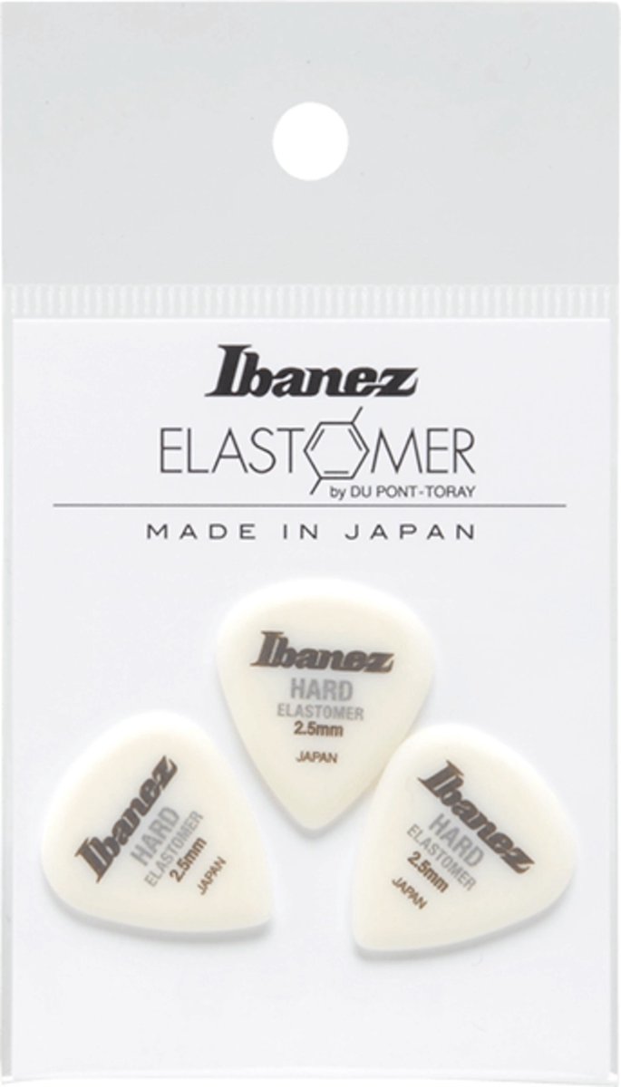 Ibanez BELJ1HD25 Elastomer plectrums 3-pack hard 2.5 mm - teardrop - Wit