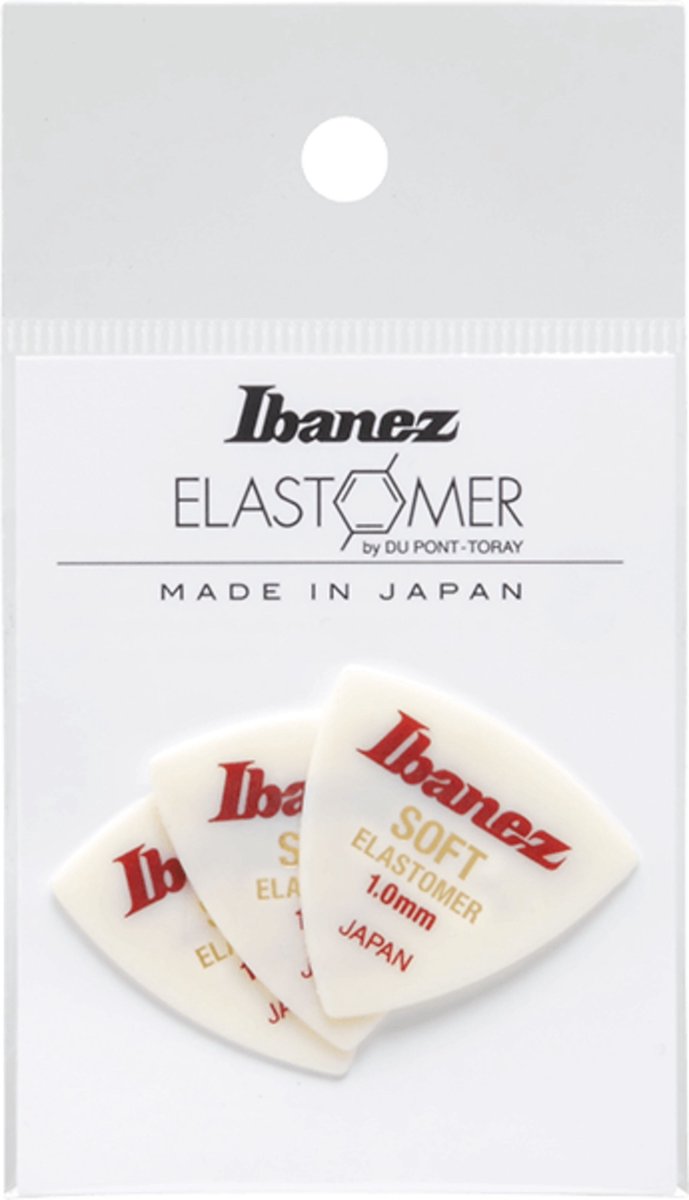 Ibanez BEL8ST10 Elastomer plectrums 3-pack soft 1.0 mm - triangle - Wit