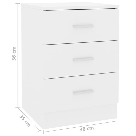 Vidaxl Nachtkastje 38x35x56 Cm Spaanplaat Hoogglans - Wit