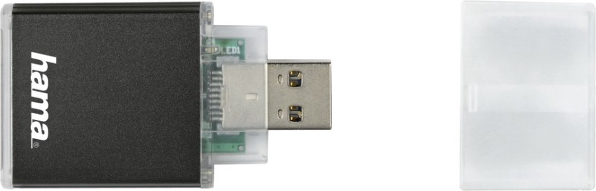 Hama USB-3.0-UHS-II-kaartlezer, SD, alu, antraciet
