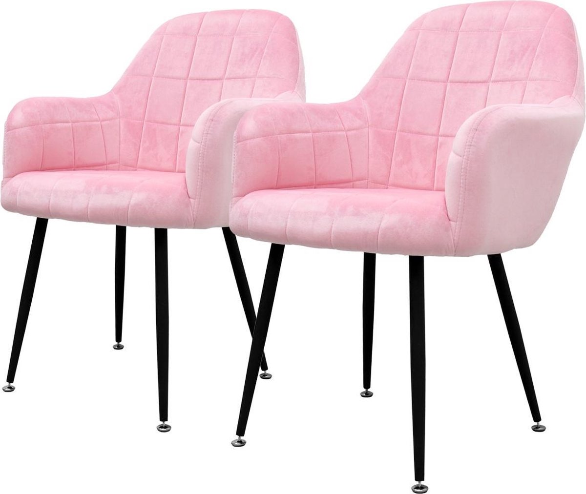 Set Van 2 Eetkamerstoelen,, Met Rugleuning En Armleuningen - Rosa