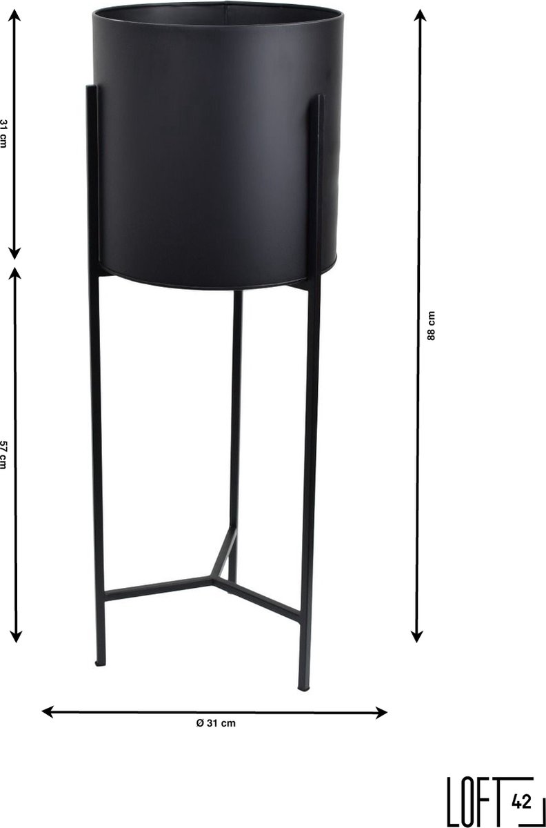 Loft42 Joy Plantenbak Rond - Metaal - Mat Ø31x89cm - Zwart
