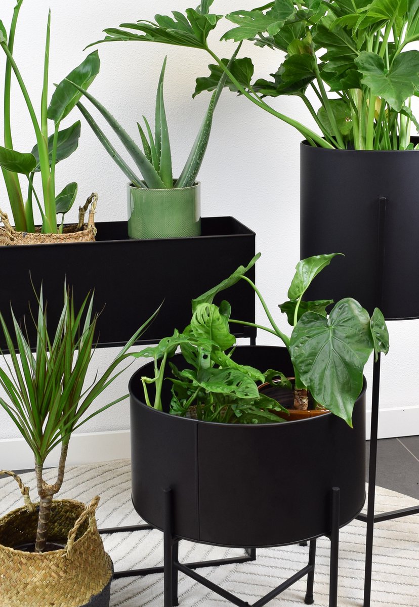 Loft42 Joy Plantenbak Rond - Metaal - Mat Ø31x89cm - Zwart