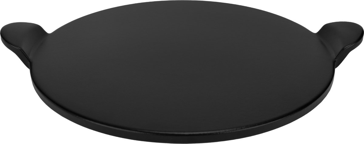 Krumble Pizzasteen Met Handvatten - Keramiek - 33 Cm - - Zwart