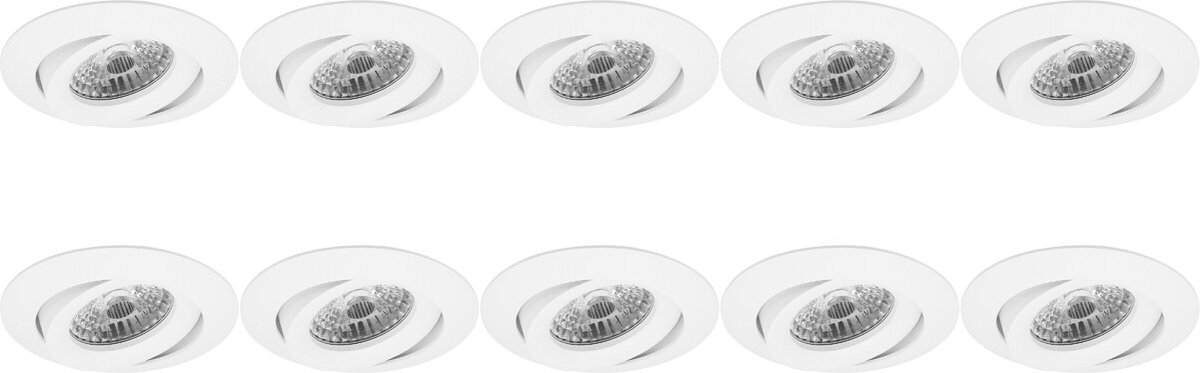 BES LED Spot Armatuur 10 Pack - Pragmi Uranio Pro - Gu10 Fitting - Inbouw Rond - Mat - Aluminium - Kantelbaar - Ø82mm - Wit