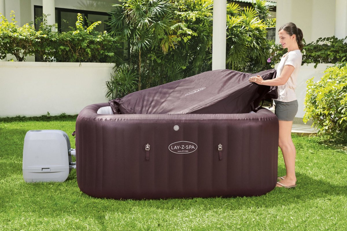 Bestway - Jacuzzi - Lay-z-spa - Maldives Hydrojet Pro - Opblaasbaar - Bubbelbad - Incl. Toebehoren - 201 X 201 X 80 Cm - Bruin