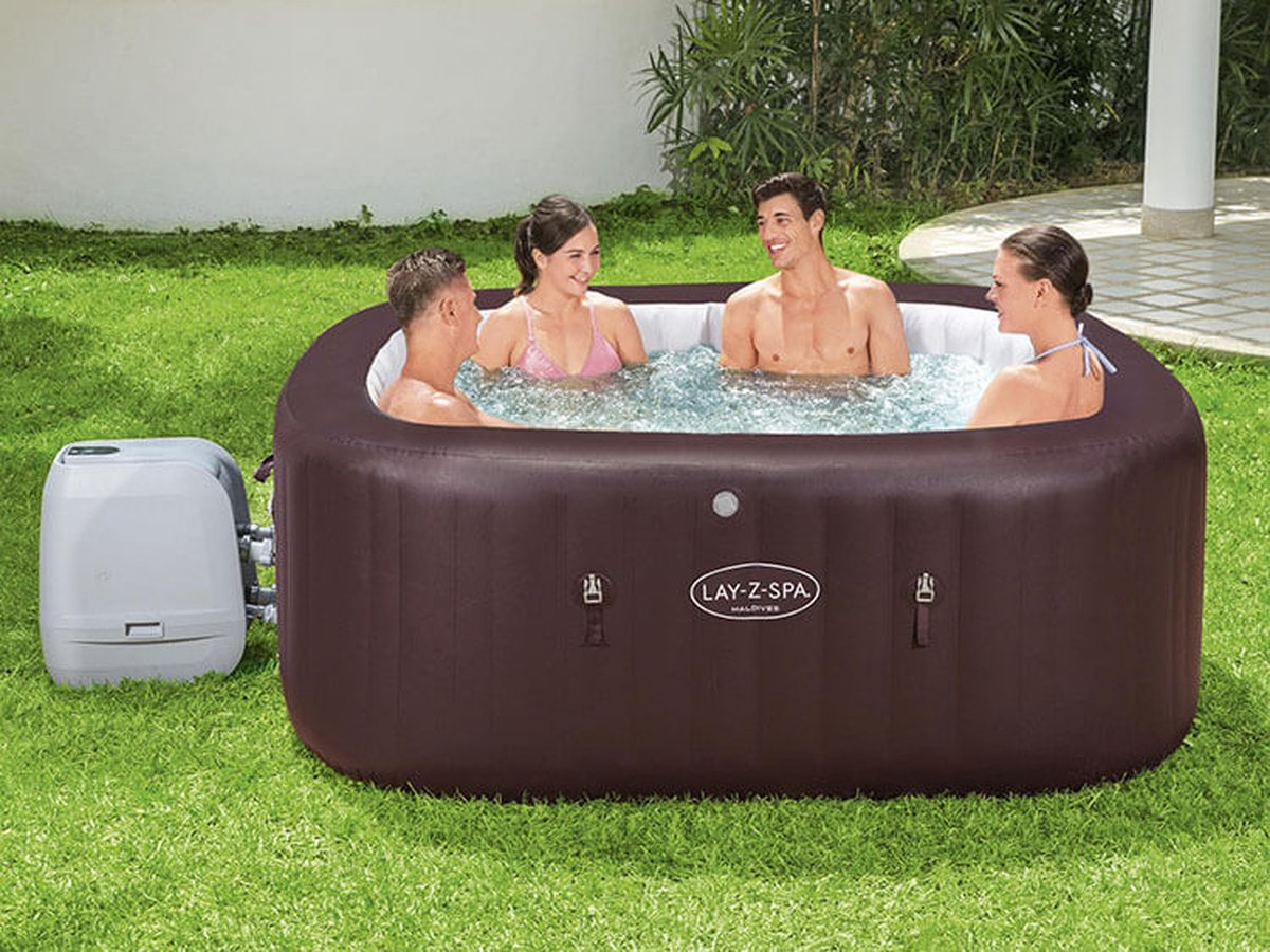 Bestway - Jacuzzi - Lay-z-spa - Maldives Hydrojet Pro - Opblaasbaar - Bubbelbad - Incl. Toebehoren - 201 X 201 X 80 Cm - Bruin