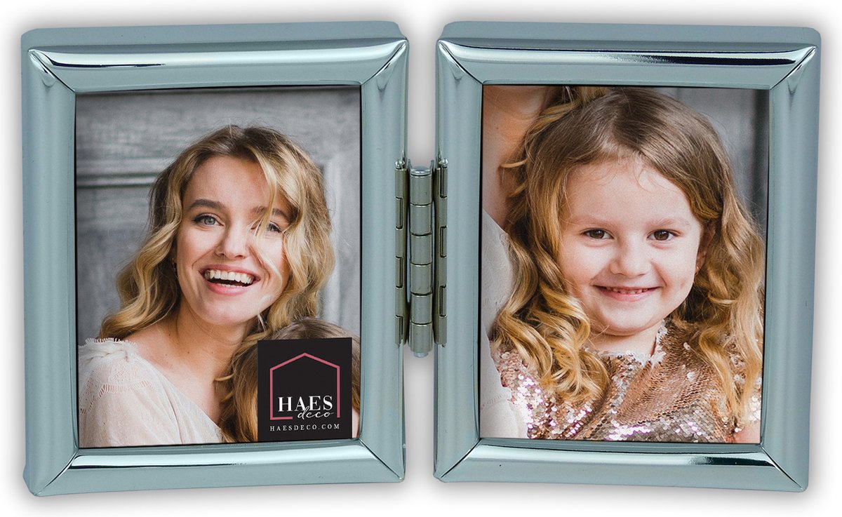 HAES deco - Duo Verzilverde Fotolijst Como Voor 2 Pasfoto&apos;s Van 3,5x4,5 Cm - Dvp12104