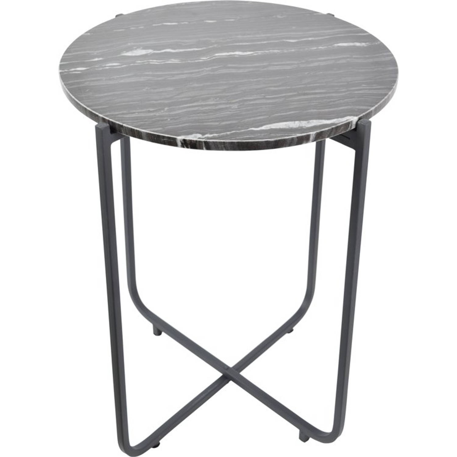 Loft42 Marble Bijzettafel Rond - Metaal - Marmer - 55x45x45 - Zwart