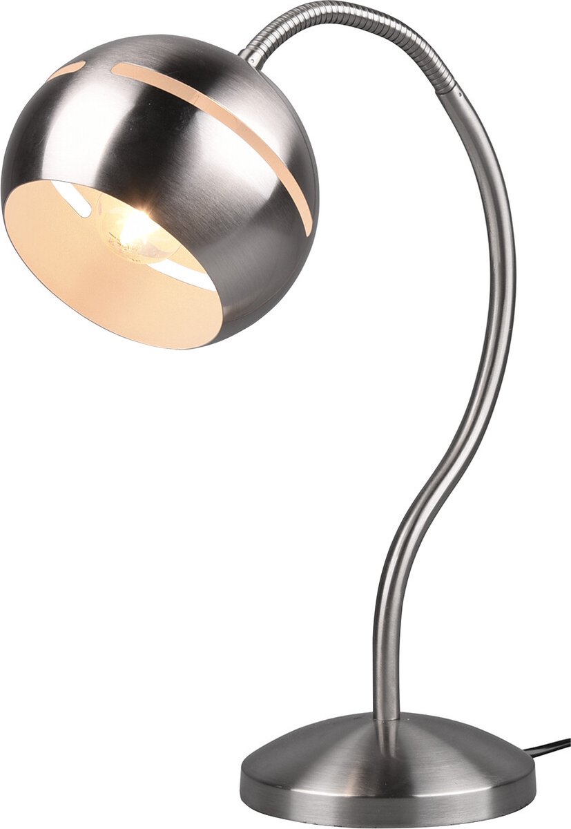 BES LED Led Tafellamp - Trion Flatina - E14 Fitting - Dimbaar - Flexibele Arm - Rond - Mat Nikkel - Aluminium