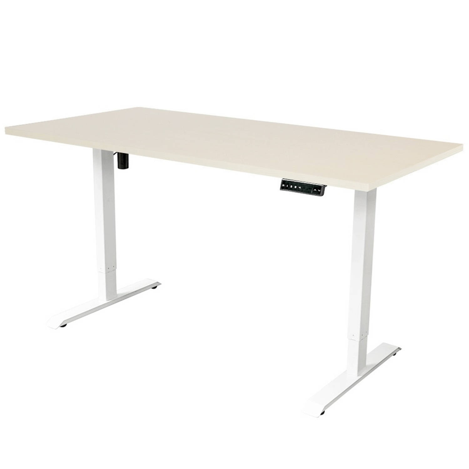 IVOL Elektrisch Verstelbaar Bureau - 180x80 Cm - Single Motor - / Licht Eiken - Wit