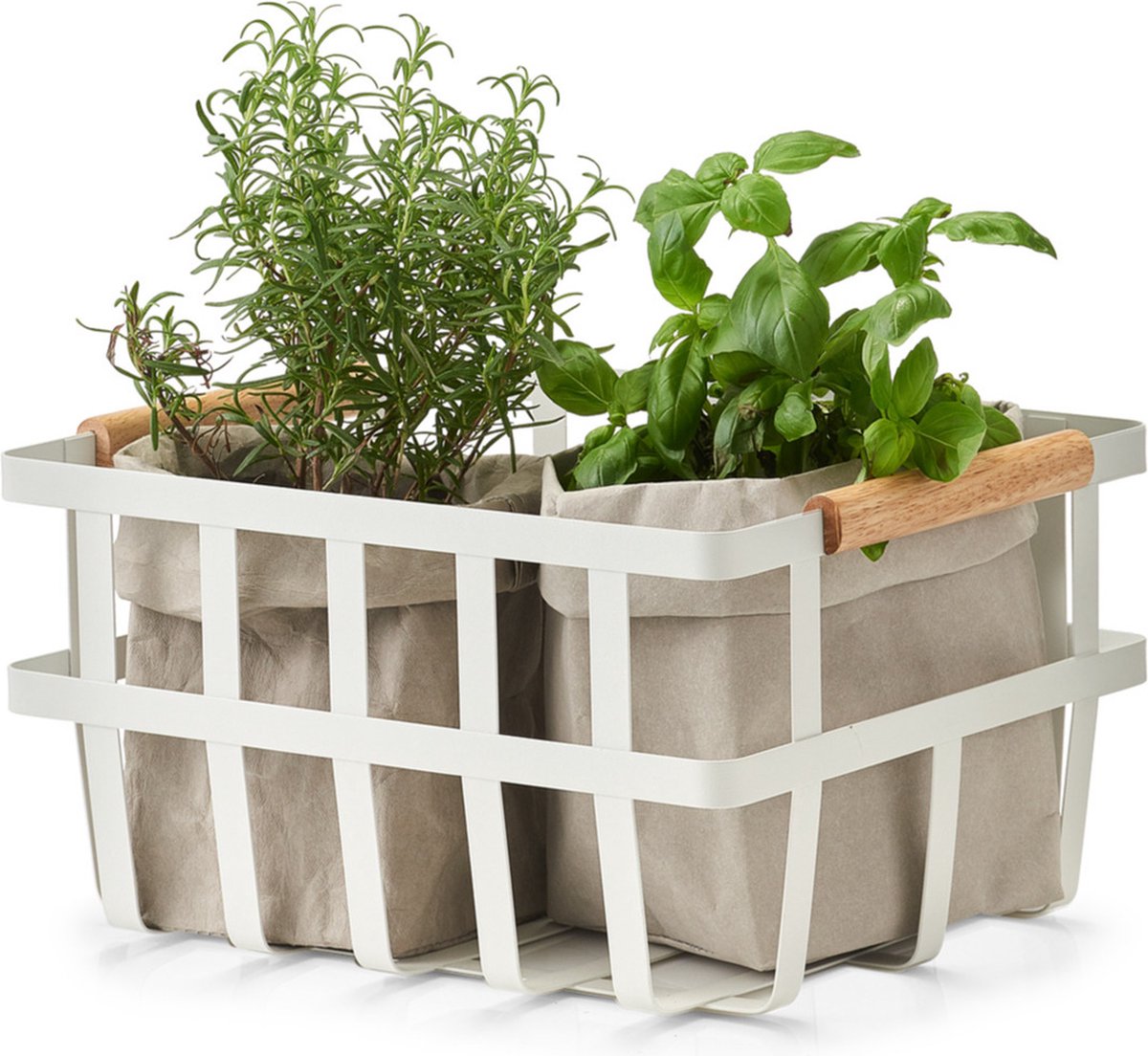 Set Van 2x Stuks Industriele Draadmand/opbergmand Metaal 32 X 25 X 17 Cm - Opbergmanden - Wit