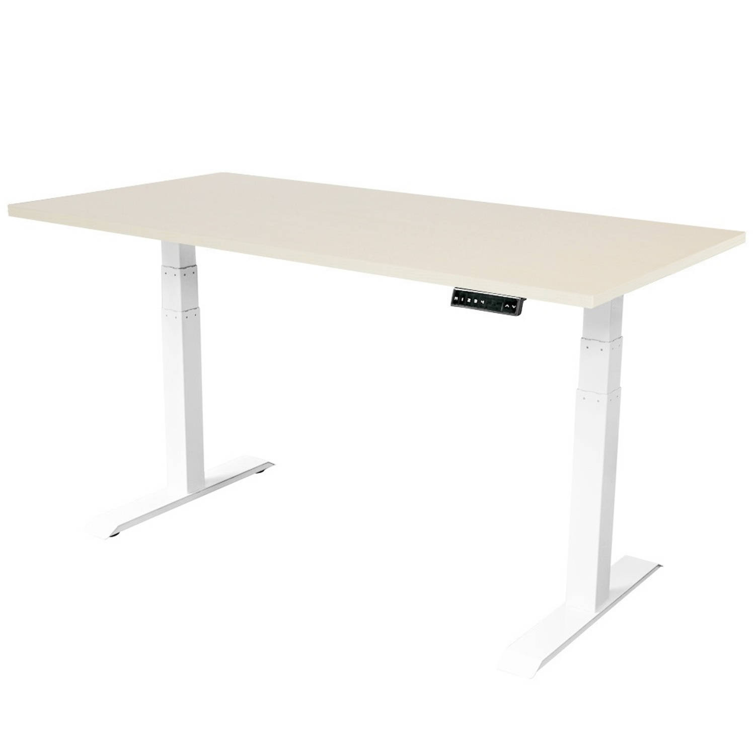 IVOL Elektrisch Verstelbaar Bureau - 180x80 Cm - Dual Motor - / Licht Eiken - Wit