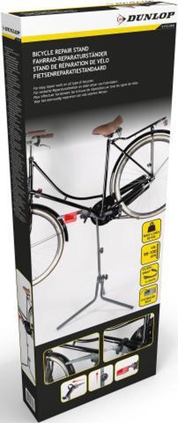 Dunlop Fietsreparatiestandaard - In Hoogte Verstelbaar 90-105 Cm - Max. 20 Kg - Zwart