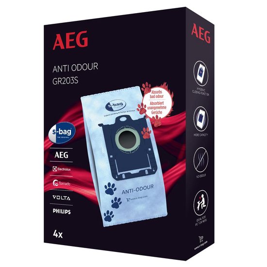 AEG Stofzuigerzakken S-bag Anti Odour 4 Stuks Gr203s