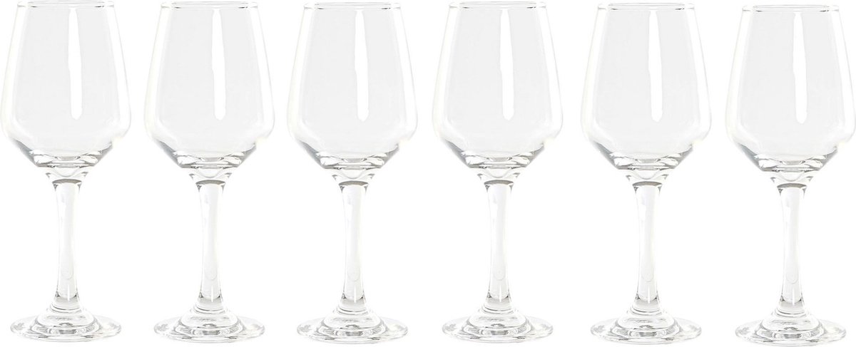6x Stukste Wijn Glazen 320 Ml Van Glas - Wijnglazen - Wit