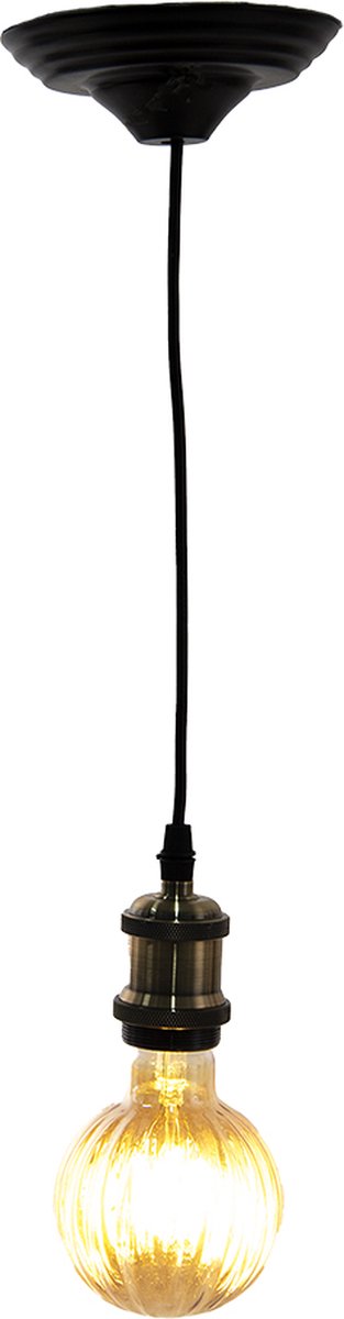 Clayre & Eef Lumilamp Snoerpendel 150 Cm E27/max 1*60w, Zwart Kunststof Pendellamp Verlichtingspendel Pendellamp - Groen