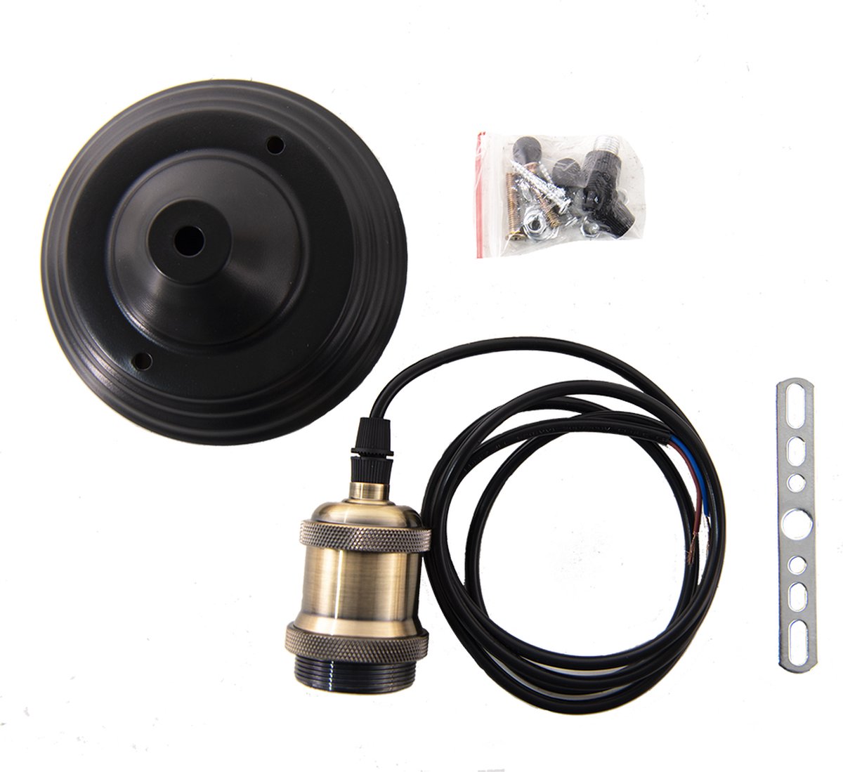 Clayre & Eef Lumilamp Snoerpendel 150 Cm E27/max 1*60w, Zwart Kunststof Pendellamp Verlichtingspendel Pendellamp - Groen