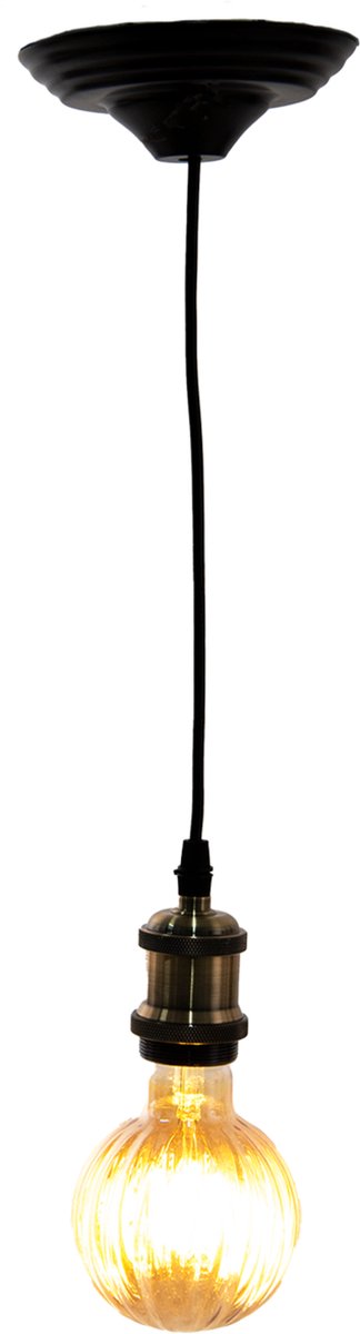 Clayre & Eef Lumilamp Snoerpendel 150 Cm E27/max 1*60w, Zwart Kunststof Pendellamp Verlichtingspendel Pendellamp - Groen
