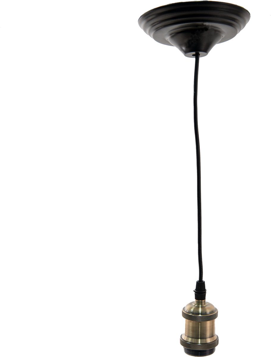Clayre & Eef Lumilamp Snoerpendel 150 Cm E27/max 1*60w, Zwart Kunststof Pendellamp Verlichtingspendel Pendellamp - Groen