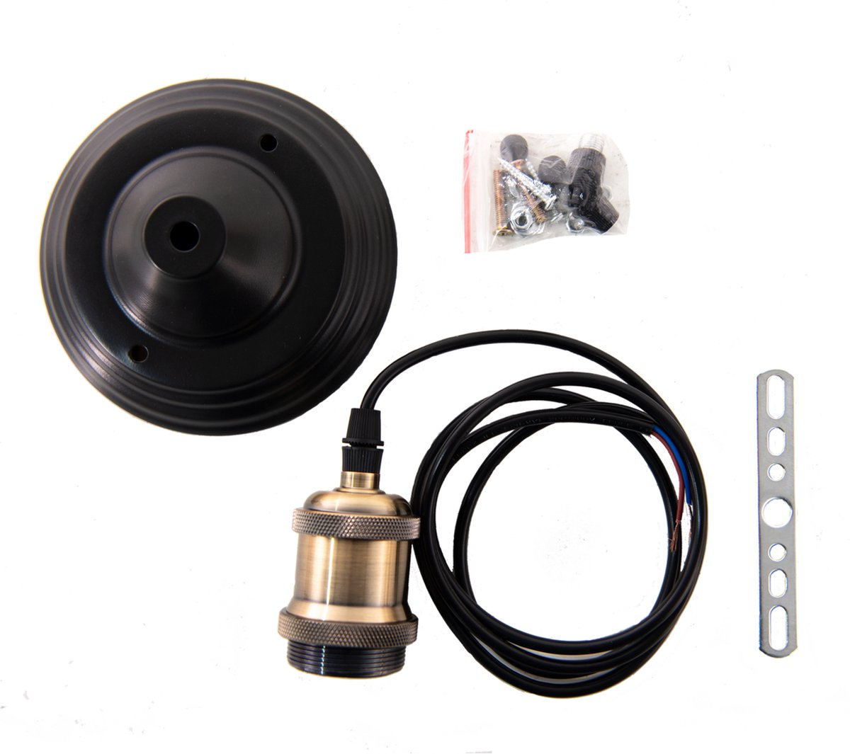Clayre & Eef Lumilamp Snoerpendel 150 Cm E27/max 1*60w, Zwart Kunststof Pendellamp Verlichtingspendel Pendellamp - Groen