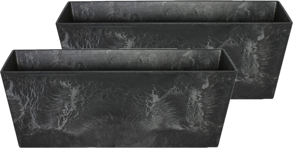 Bloempot/plantenpot Balkonbak Van Gerecycled Kunststof D55 X 17 En H17 Cm - Plantenbakken - Zwart