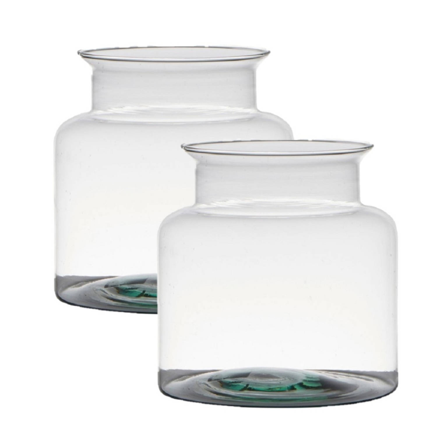 Bellatio Design 2x Stuks Transparante Home-basics Vaas/vazen Van Glas 19 X 19 Cm - Vazen