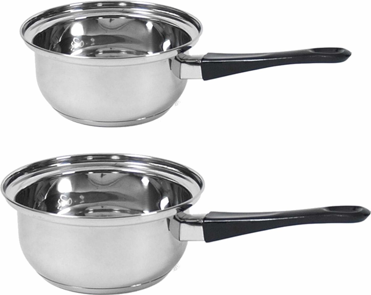 Set Van 2x Rvs Steelpannen/sauspannen London 16 En 18 Cm - Steelpannen - Silver