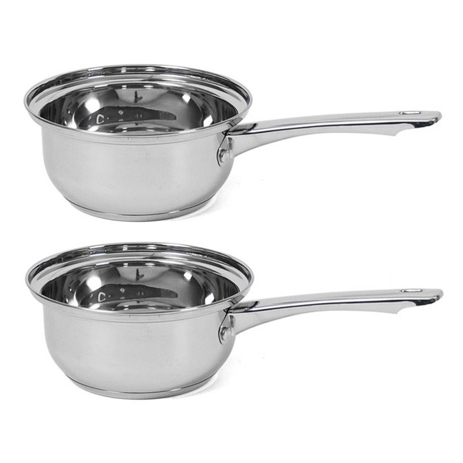 Set Van 2x Stuks Steelpannen/sauspannen Manhattan 14 Cm - Steelpannen - Silver