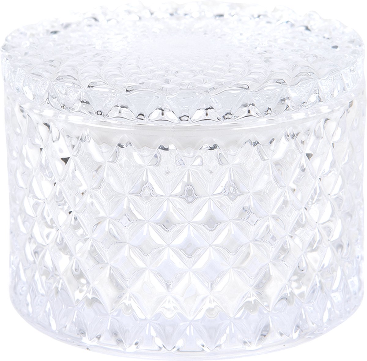 Clayre & Eef Bonbonniere Met Deksel Ø 11*8 Cm Transparant Glas Rond Bonbonschaaltje Bonbonniere Kristal Decoratie