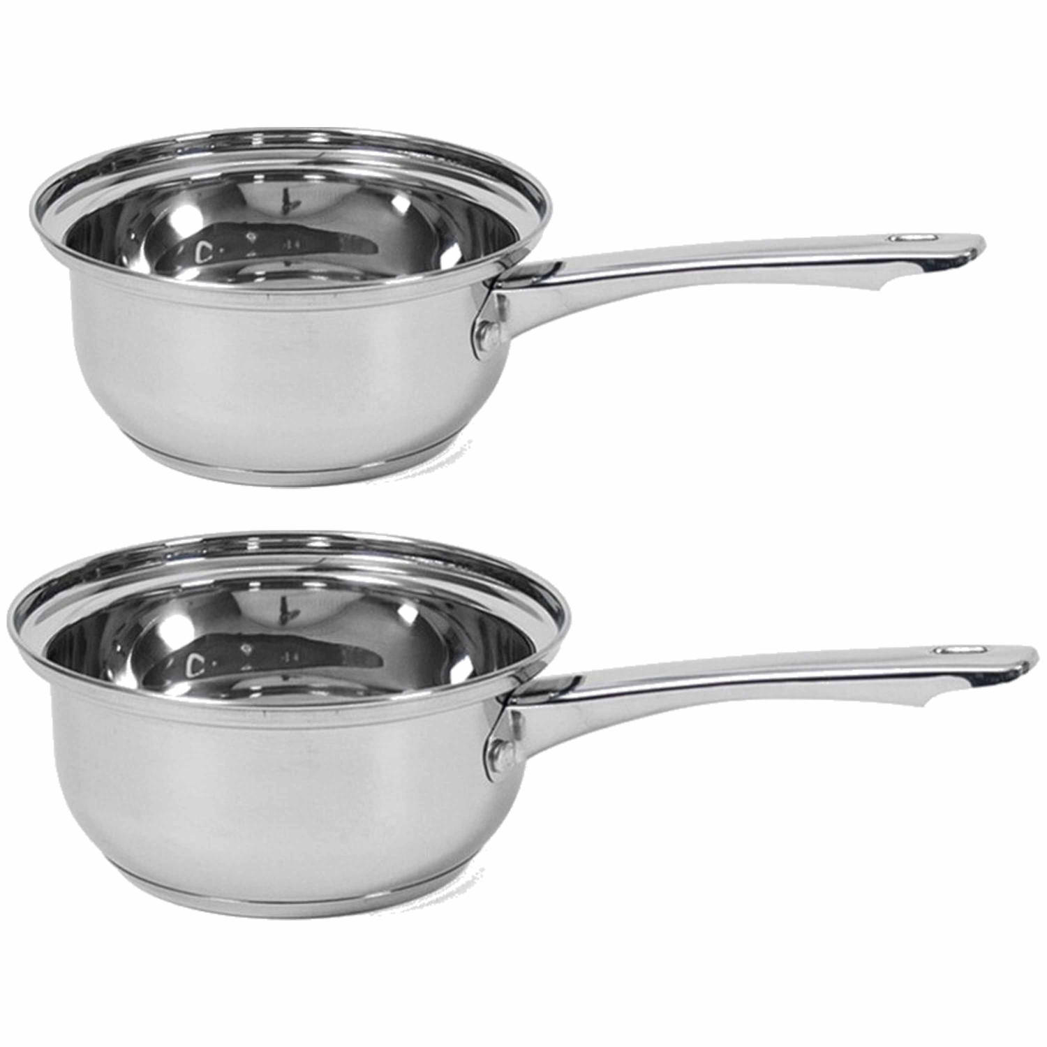 Set Van 2x Rvs Steelpannen/sauspannen Manhattan 16 En 18 Cm - Steelpannen - Silver