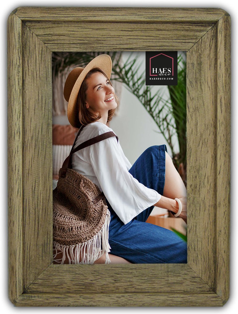 HAES deco - Houten Fotolijst Malaga Voor 1 Foto 10x15 Cm - Sp11415 - Bruin