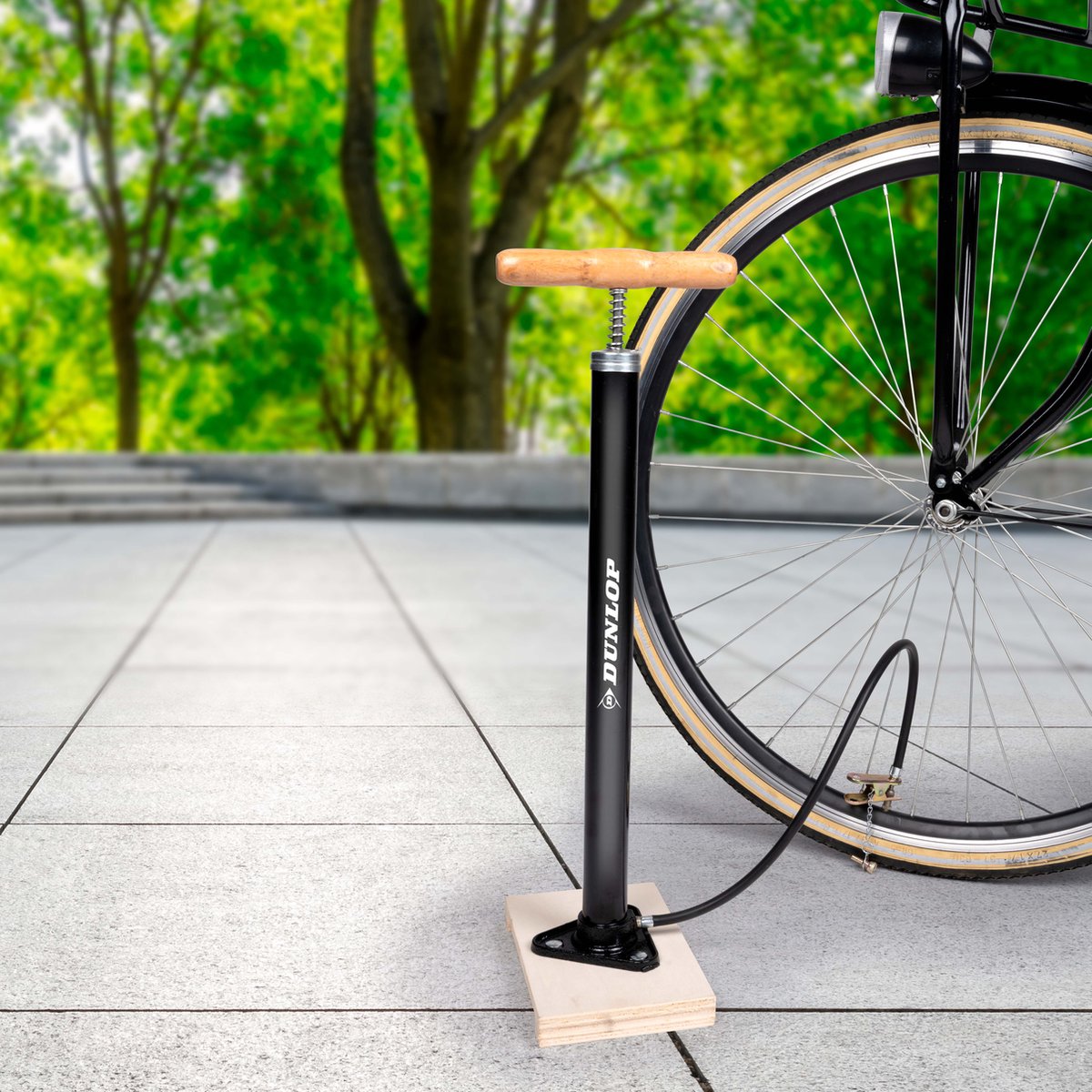 Dunlop Fietspomp - 6 Bar - Schader, Presta En Ventiel - Zwart