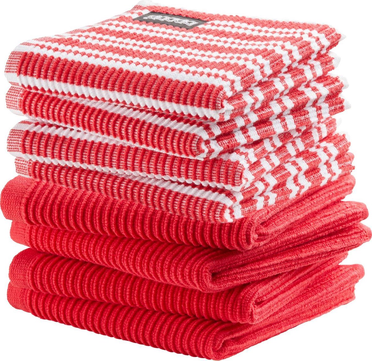 DDDDD Combiset Vaatdoek Basic (4 Stuks) + Classic (4 Stuks) - - Rood