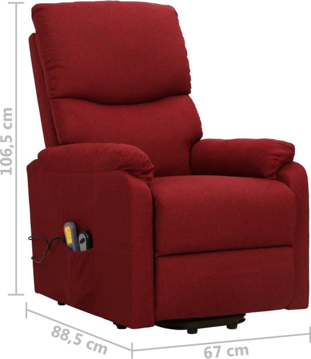 Vidaxl Sta-op-massagestoel Verstelbaar Stof Wijn - Rood