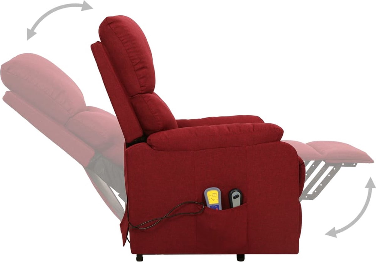 Vidaxl Sta-op-massagestoel Verstelbaar Stof Wijn - Rood