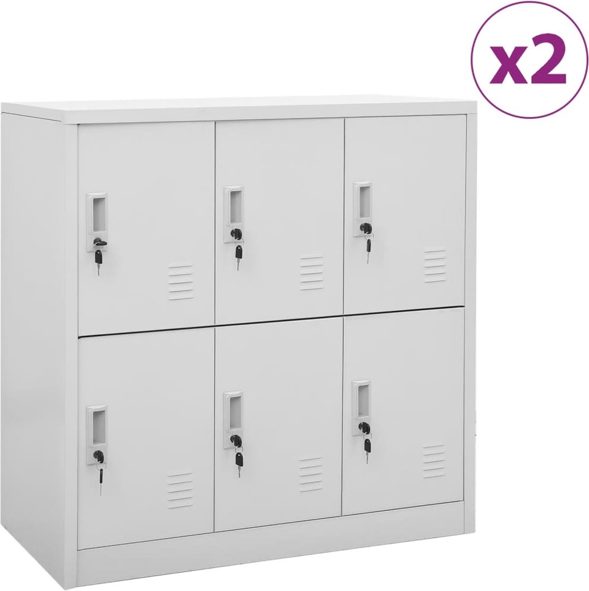 Vidaxl Lockerkasten 2 St 90x45x92,5 Cm Staal Licht - Grijs
