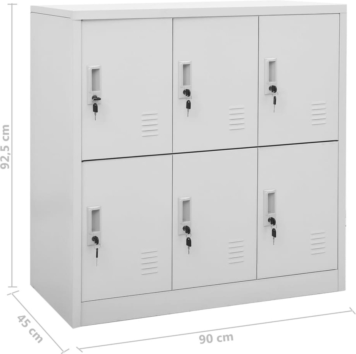 Vidaxl Lockerkasten 2 St 90x45x92,5 Cm Staal Licht - Grijs