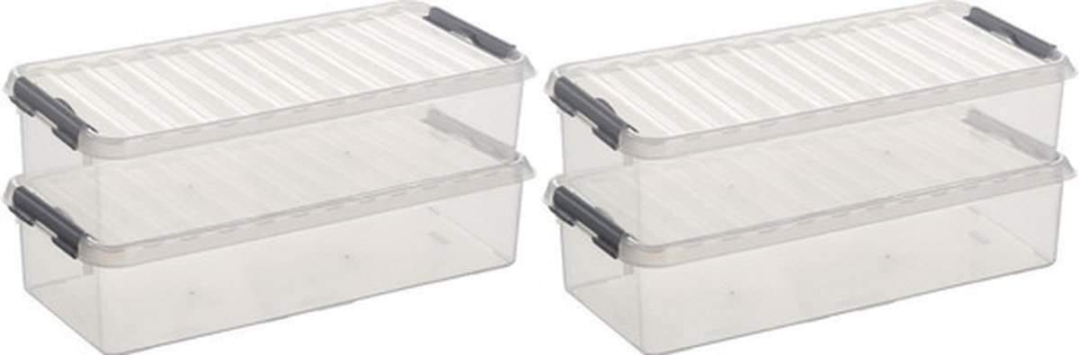 4x Kunststof Stapelbare Opbergbak 6,5 Liter 48,5 X 19 X 10,5 Cm - Opbergbox