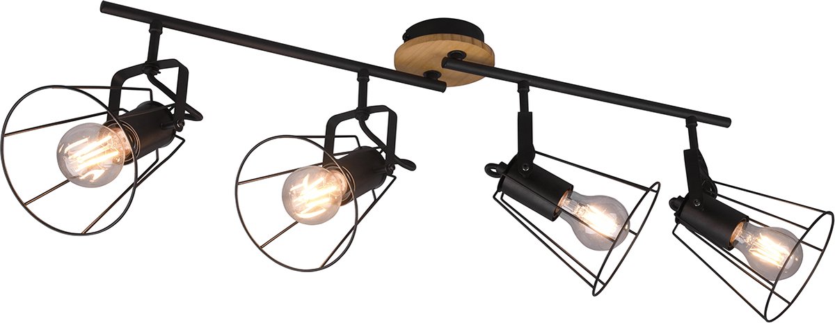 BES LED Led Plafondspot - Trion Jamina - E27 Fitting - 4-lichts - Rond - Mat - Aluminium - Zwart