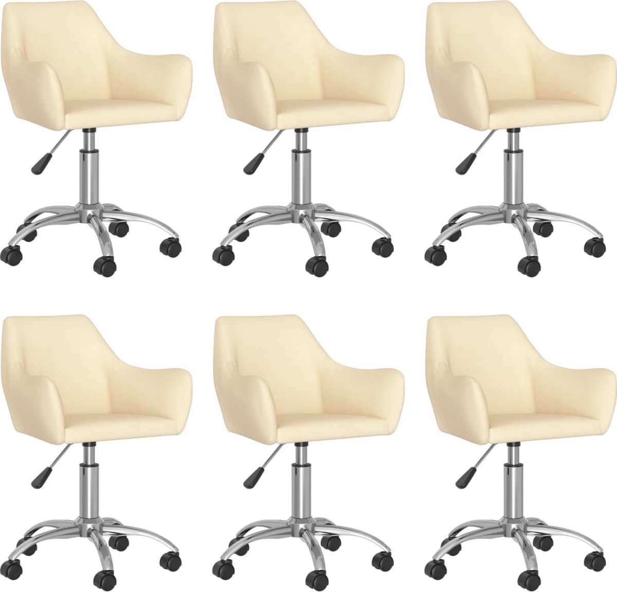 Vidaxl Eetkamerstoelen Draaibaar 6 St Stof Crèmekleurig