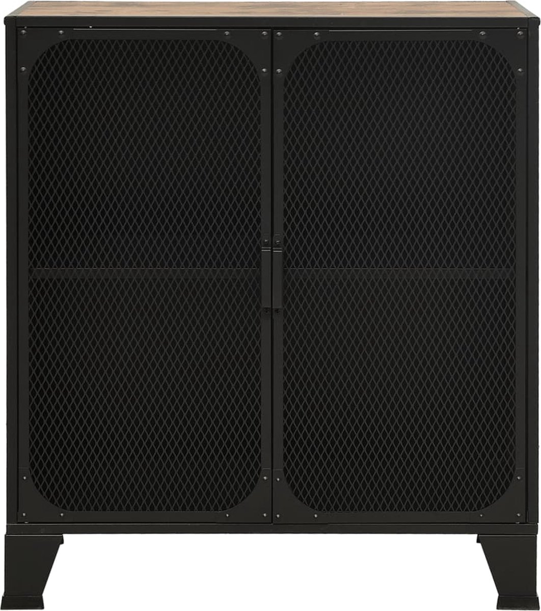 Vidaxl Opbergkasten 2 St 72x36x82 Cm Metaal En Mdf Rustiek - Bruin
