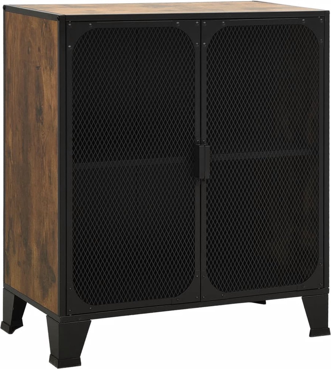 Vidaxl Opbergkasten 2 St 72x36x82 Cm Metaal En Mdf Rustiek - Bruin