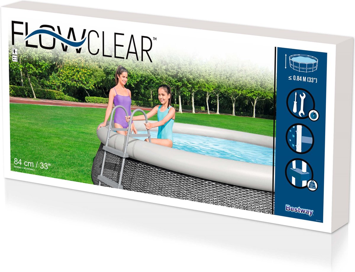 Bestway Zwembadladder 2 Treden Flowclear 84 Cm - Grijs