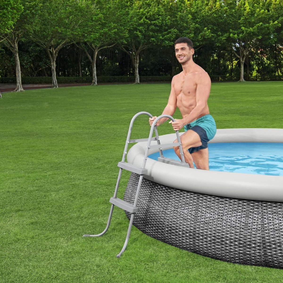 Bestway Zwembadladder 2 Treden Flowclear 84 Cm - Grijs