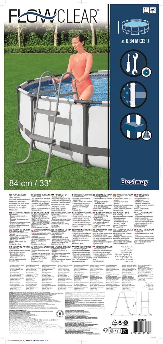 Bestway Zwembadladder 2 Treden Flowclear 84 Cm - Grijs