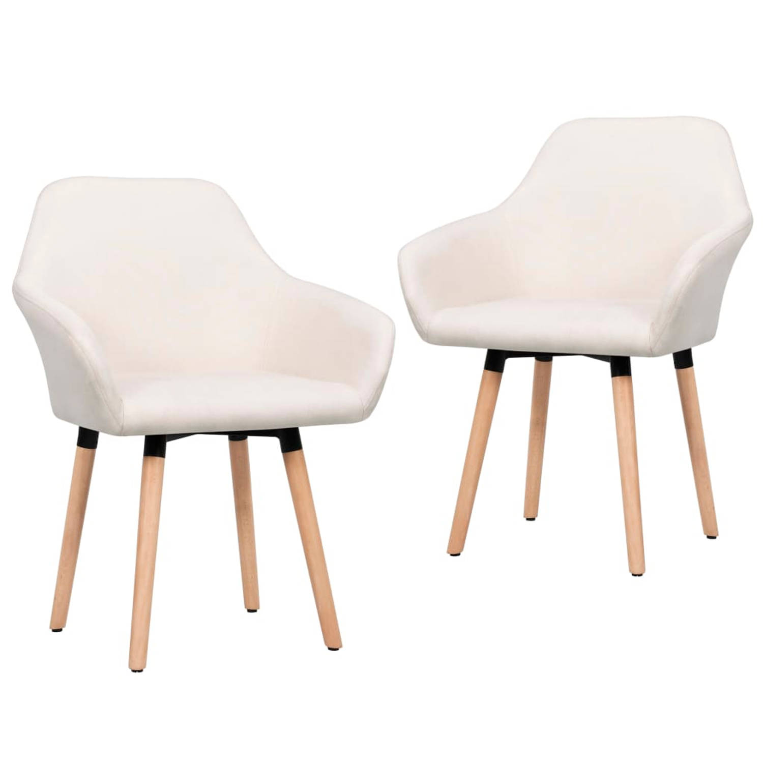 Vidaxl Eetkamerstoelen 2 St Stof Cr?mekleurig