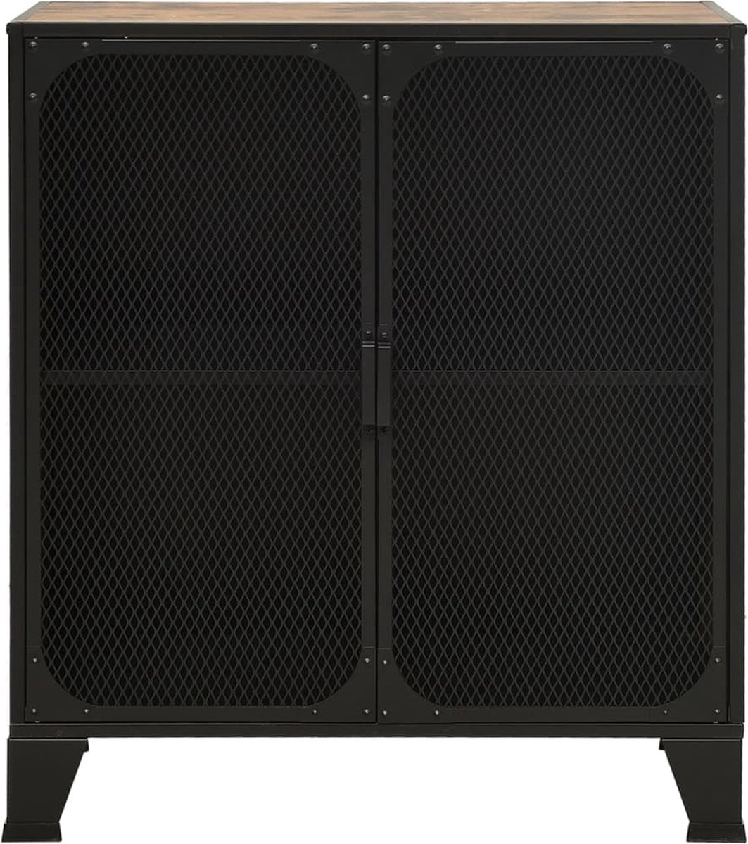 Vidaxl Opbergkast 72x36x82 Cm Metaal En Mdf Rustiek - Bruin